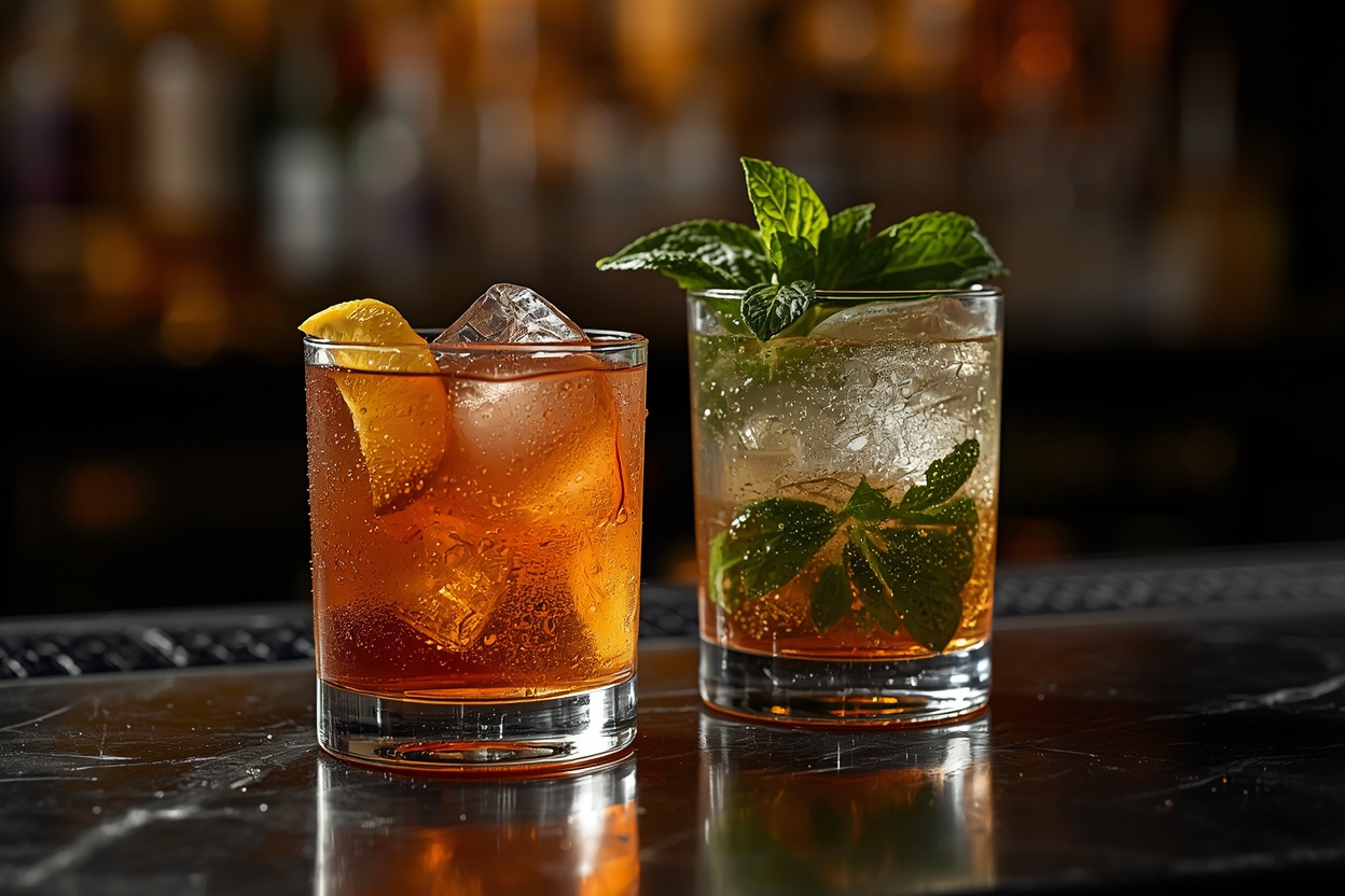 Aperol spritz och mojito på en bardisk